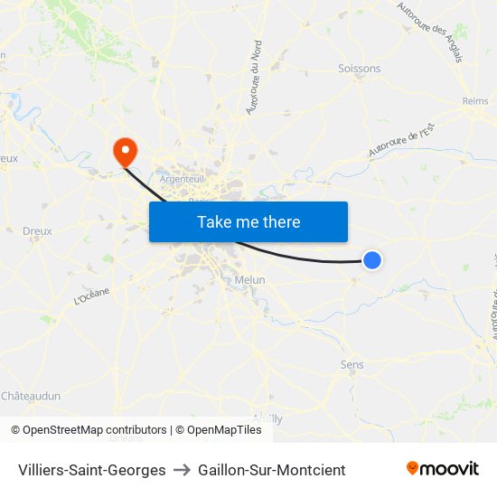 Villiers-Saint-Georges to Gaillon-Sur-Montcient map