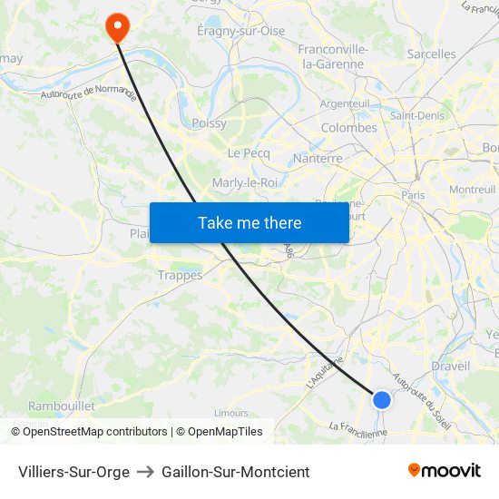 Villiers-Sur-Orge to Gaillon-Sur-Montcient map