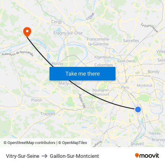 Vitry-Sur-Seine to Gaillon-Sur-Montcient map