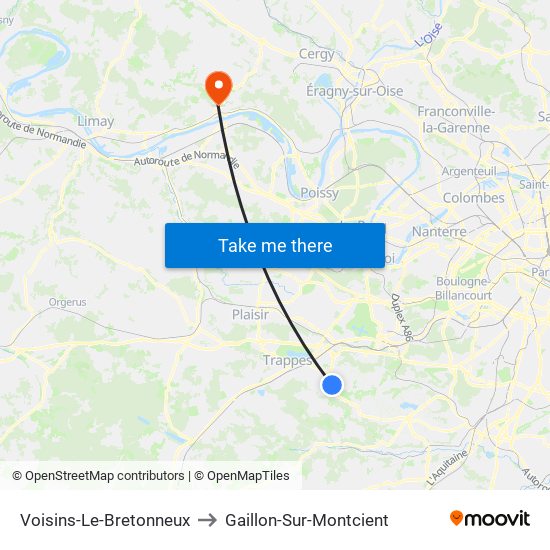 Voisins-Le-Bretonneux to Gaillon-Sur-Montcient map