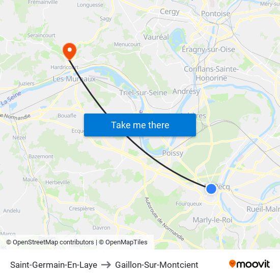 Saint-Germain-En-Laye to Gaillon-Sur-Montcient map