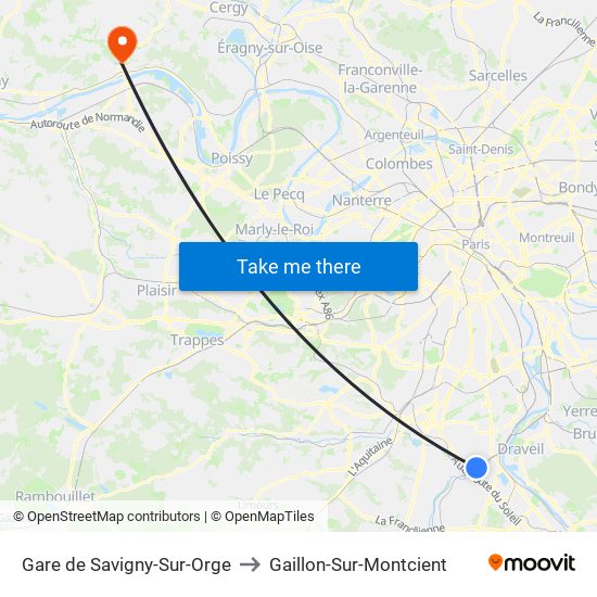 Gare de Savigny-Sur-Orge to Gaillon-Sur-Montcient map