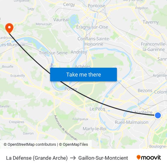 La Défense (Grande Arche) to Gaillon-Sur-Montcient map