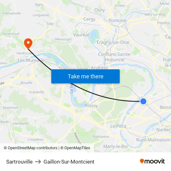 Sartrouville to Gaillon-Sur-Montcient map