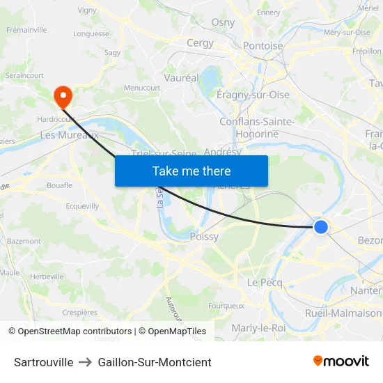 Sartrouville to Gaillon-Sur-Montcient map