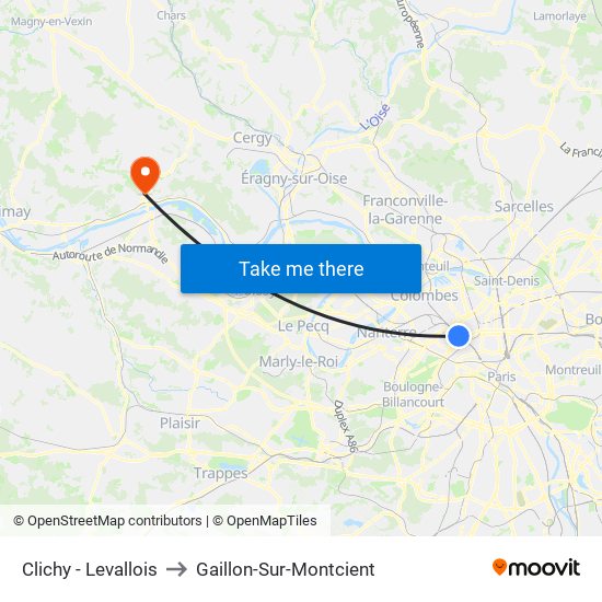 Clichy - Levallois to Gaillon-Sur-Montcient map