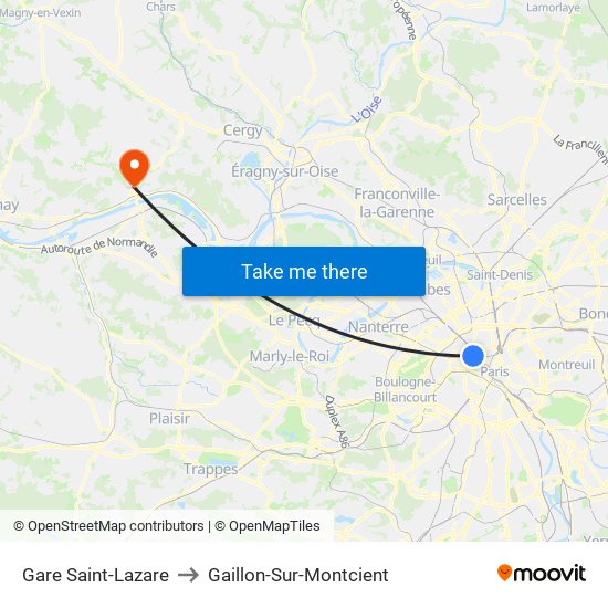 Gare Saint-Lazare to Gaillon-Sur-Montcient map