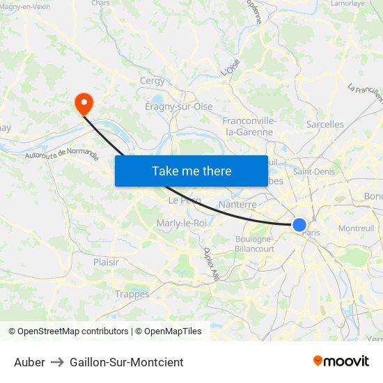 Auber to Gaillon-Sur-Montcient map