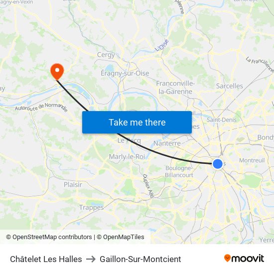 Châtelet Les Halles to Gaillon-Sur-Montcient map