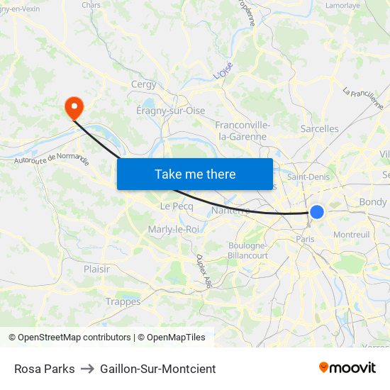 Rosa Parks to Gaillon-Sur-Montcient map