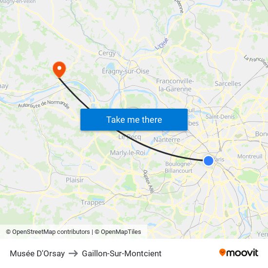 Musée D'Orsay to Gaillon-Sur-Montcient map