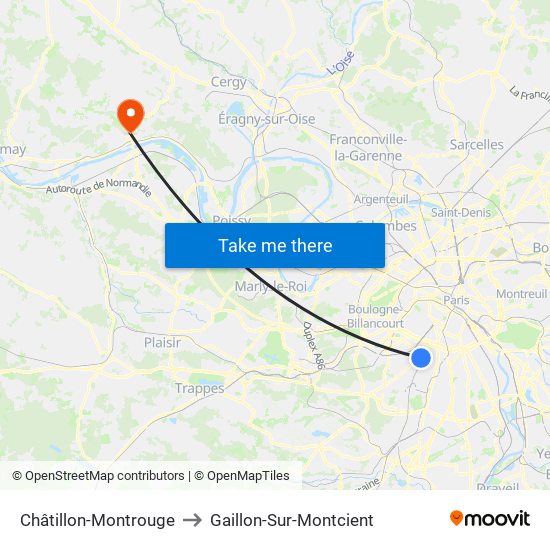 Châtillon-Montrouge to Gaillon-Sur-Montcient map