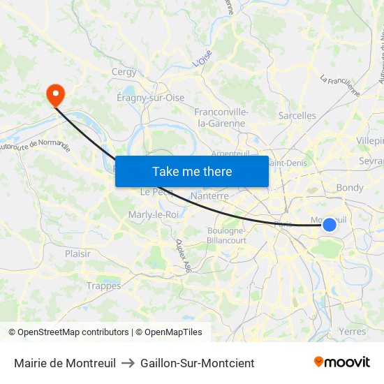 Mairie de Montreuil to Gaillon-Sur-Montcient map