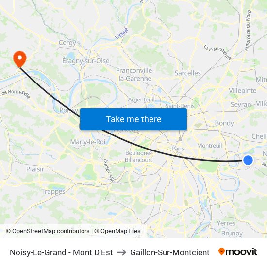 Noisy-Le-Grand - Mont D'Est to Gaillon-Sur-Montcient map