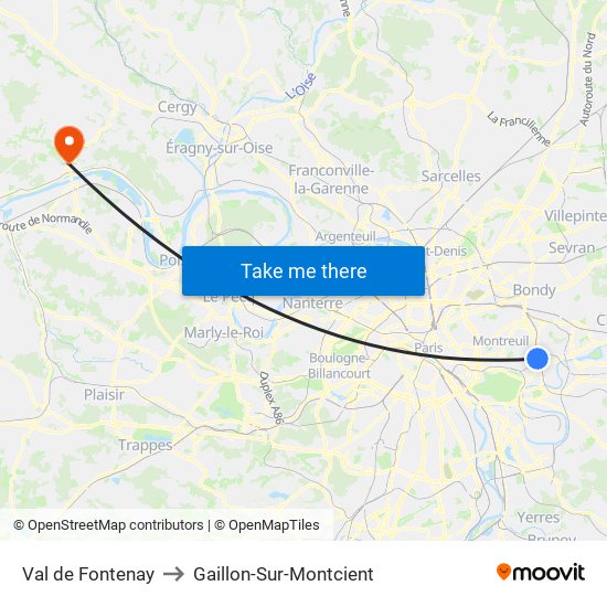 Val de Fontenay to Gaillon-Sur-Montcient map