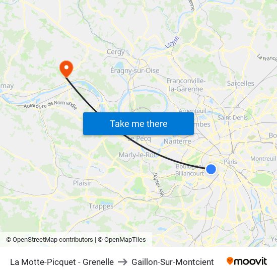 La Motte-Picquet - Grenelle to Gaillon-Sur-Montcient map