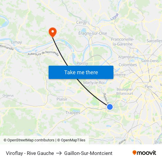 Viroflay - Rive Gauche to Gaillon-Sur-Montcient map