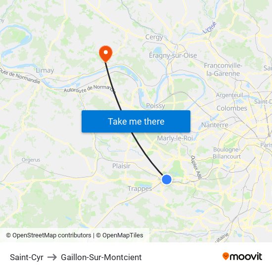 Saint-Cyr to Gaillon-Sur-Montcient map