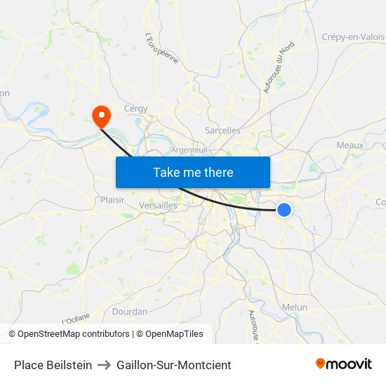 Place Beilstein to Gaillon-Sur-Montcient map