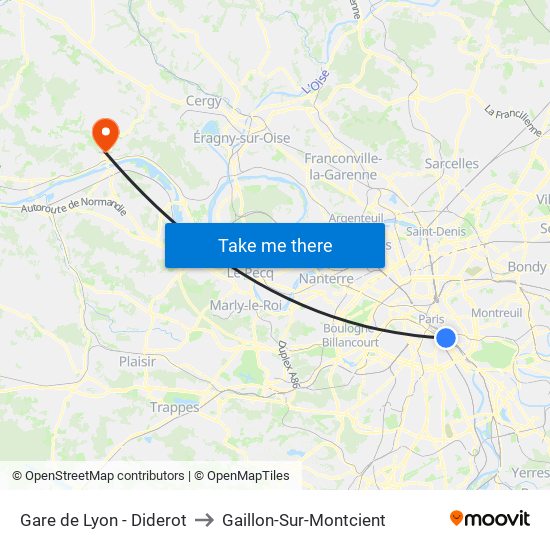 Gare de Lyon - Diderot to Gaillon-Sur-Montcient map