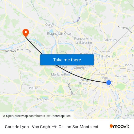 Gare de Lyon - Van Gogh to Gaillon-Sur-Montcient map