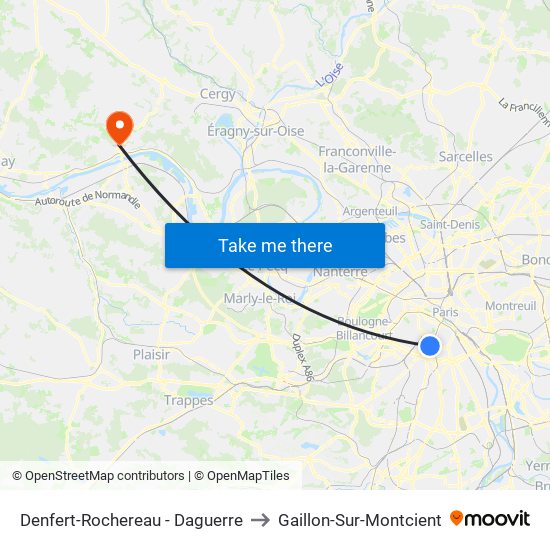 Denfert-Rochereau - Daguerre to Gaillon-Sur-Montcient map