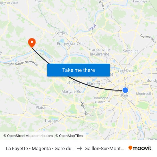 La Fayette - Magenta - Gare du Nord to Gaillon-Sur-Montcient map