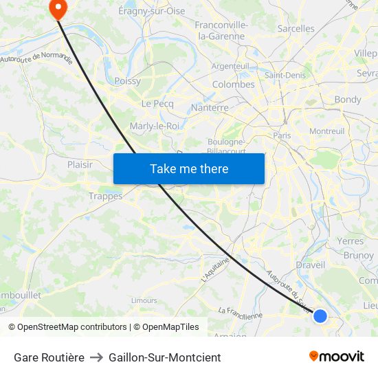 Gare Routière to Gaillon-Sur-Montcient map