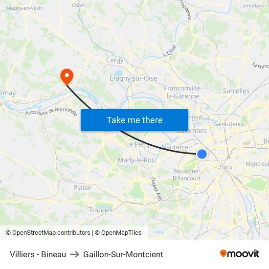 Villiers - Bineau to Gaillon-Sur-Montcient map