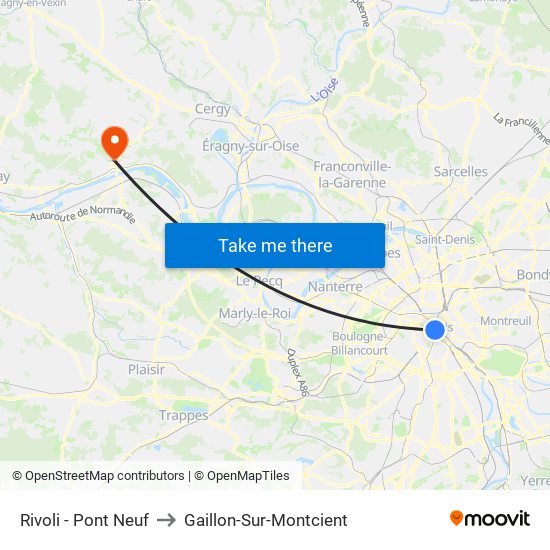 Rivoli - Pont Neuf to Gaillon-Sur-Montcient map