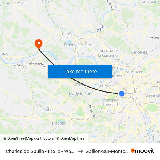 Charles de Gaulle - Étoile - Wagram to Gaillon-Sur-Montcient map