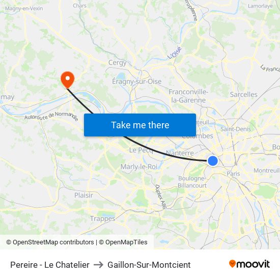 Pereire - Le Chatelier to Gaillon-Sur-Montcient map