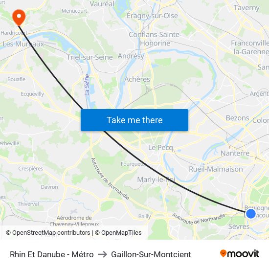 Rhin Et Danube - Métro to Gaillon-Sur-Montcient map