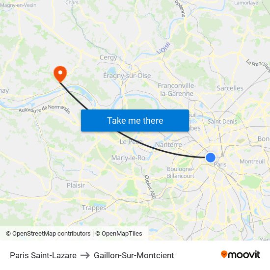 Paris Saint-Lazare to Gaillon-Sur-Montcient map