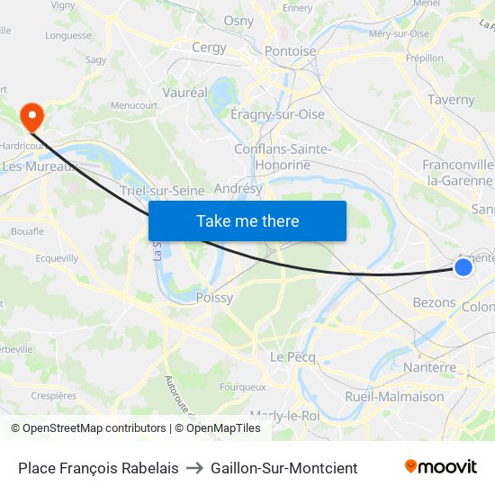 Place François Rabelais to Gaillon-Sur-Montcient map