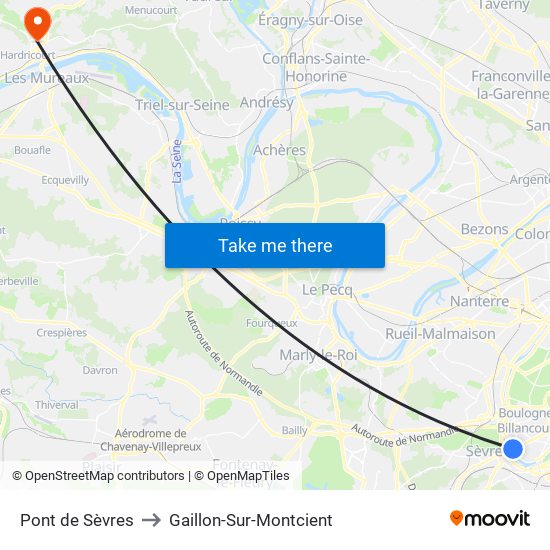 Pont de Sèvres to Gaillon-Sur-Montcient map