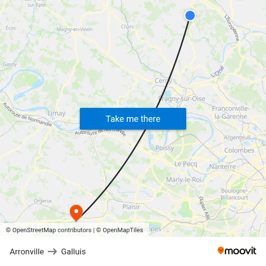 Arronville to Galluis map