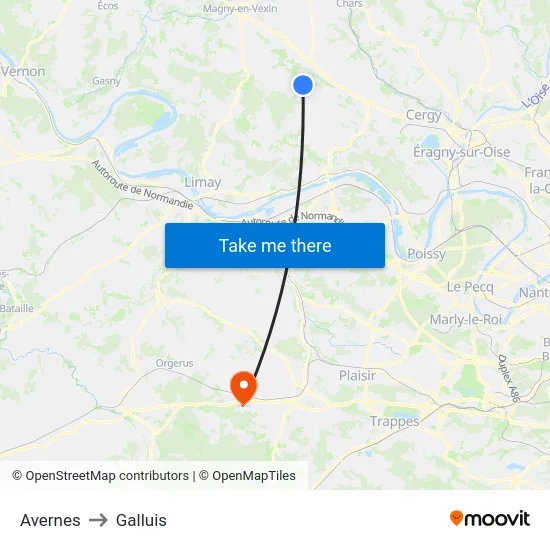 Avernes to Galluis map