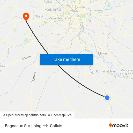 Bagneaux-Sur-Loing to Galluis map