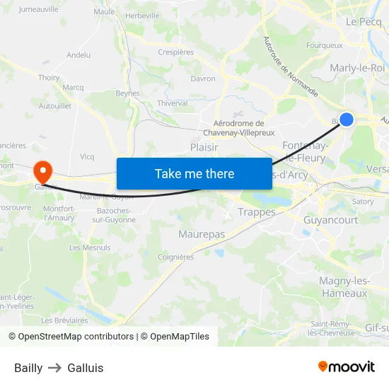 Bailly to Galluis map
