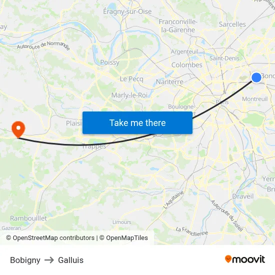 Bobigny to Galluis map