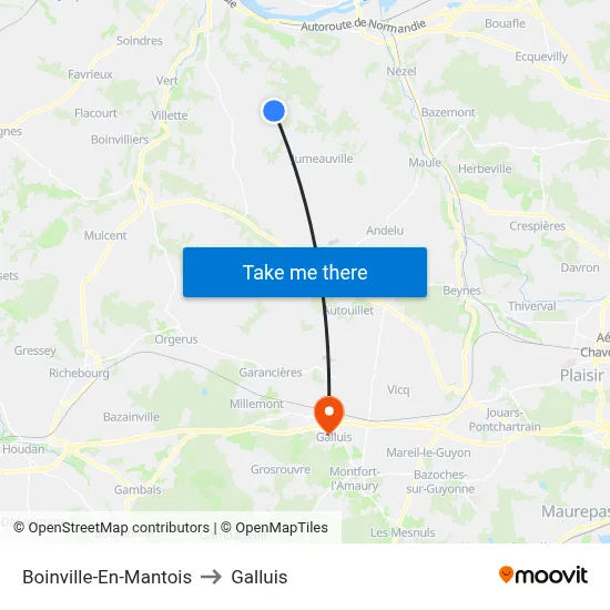 Boinville-En-Mantois to Galluis map