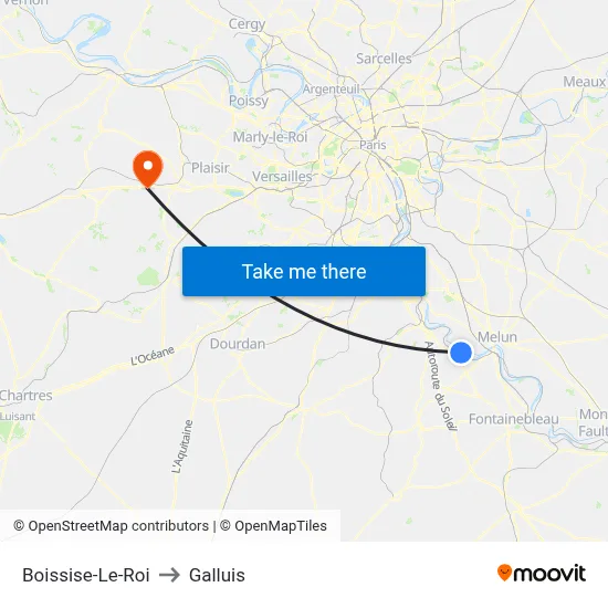 Boissise-Le-Roi to Galluis map