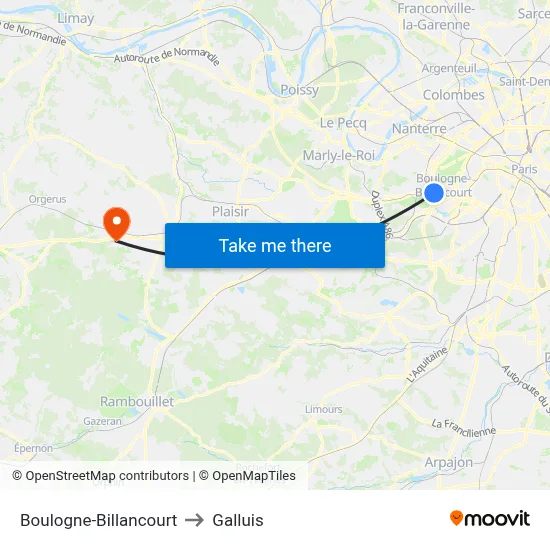 Boulogne-Billancourt to Galluis map