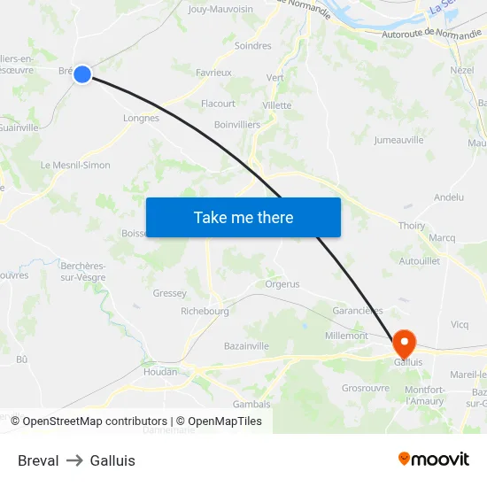 Breval to Galluis map
