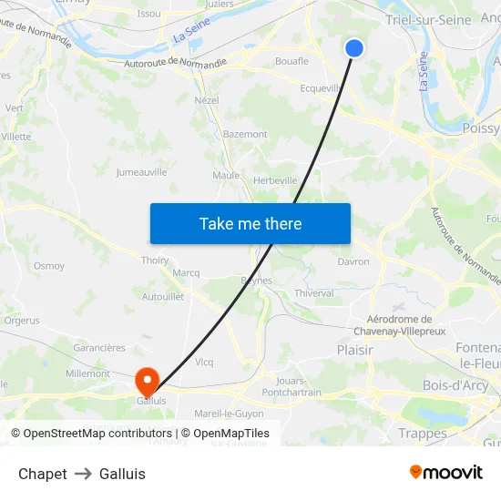 Chapet to Galluis map