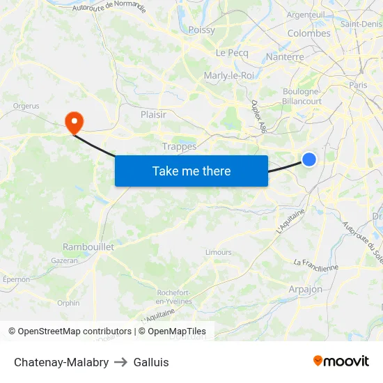 Chatenay-Malabry to Galluis map