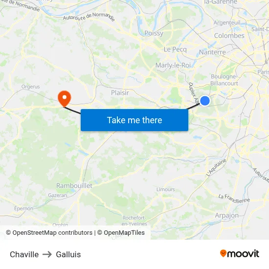 Chaville to Galluis map
