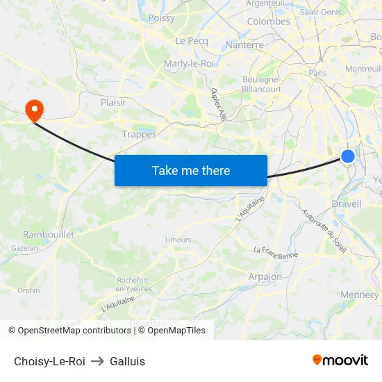 Choisy-Le-Roi to Galluis map