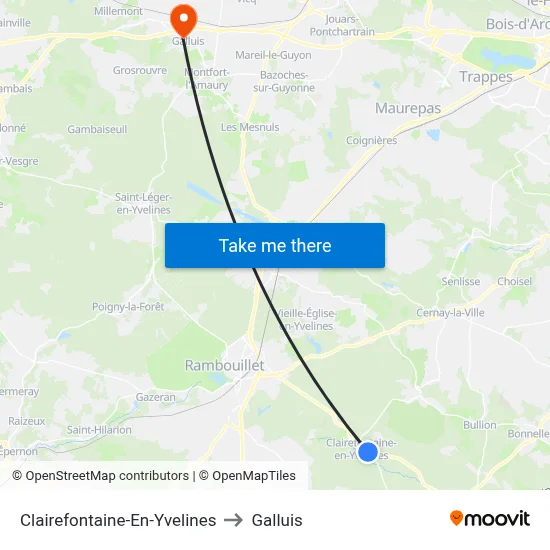 Clairefontaine-En-Yvelines to Galluis map